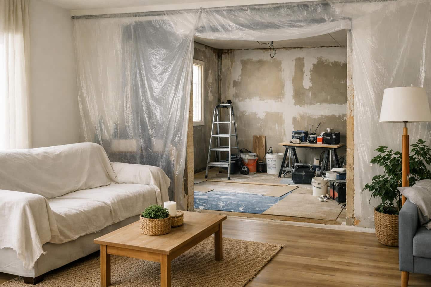 Vista de una vivienda habitada con reformas en una estancia